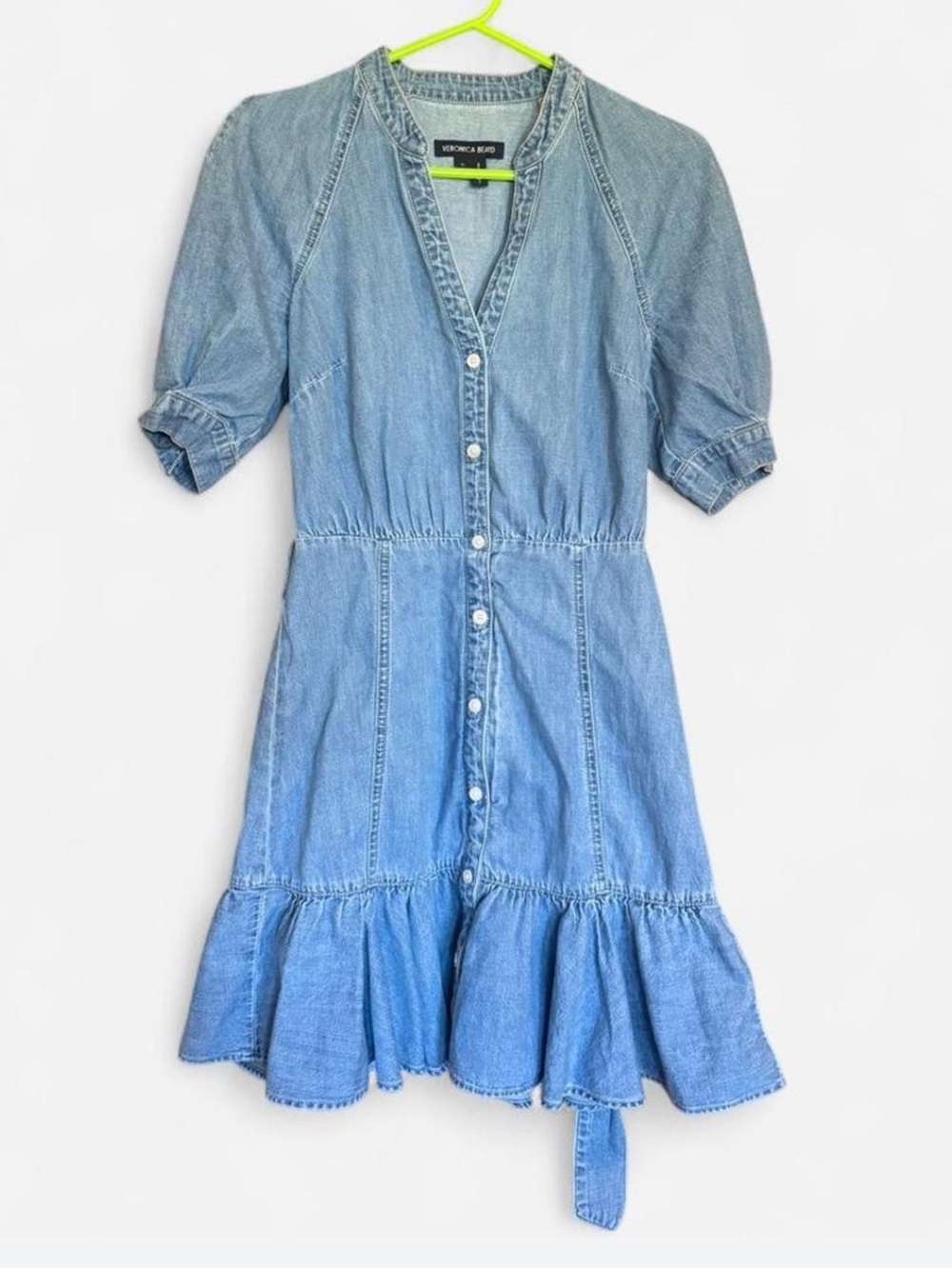 Veronica Beard Light Blue Denim Button-Front Mini Dress